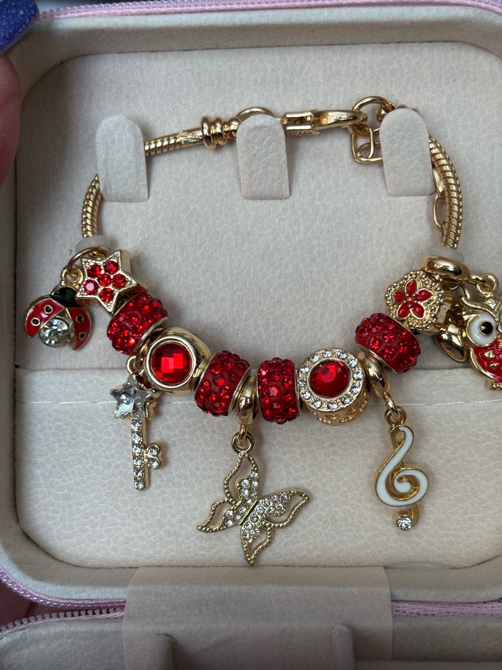 Charm Bracelet- Gold Tone Bracelet Stainless Steel Charm Bangle Bracelet, Char